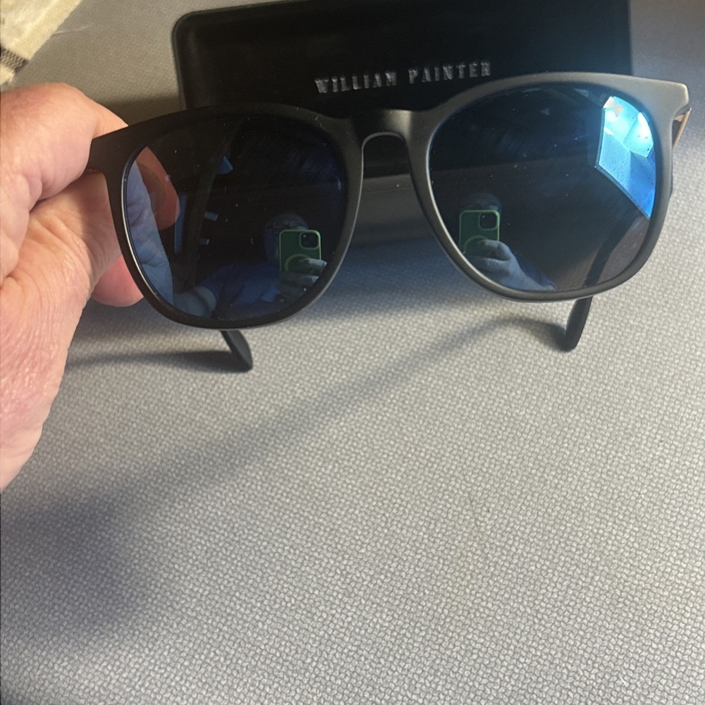 William Painter Titanium Sunglasses Oasis Style Blue Lenses